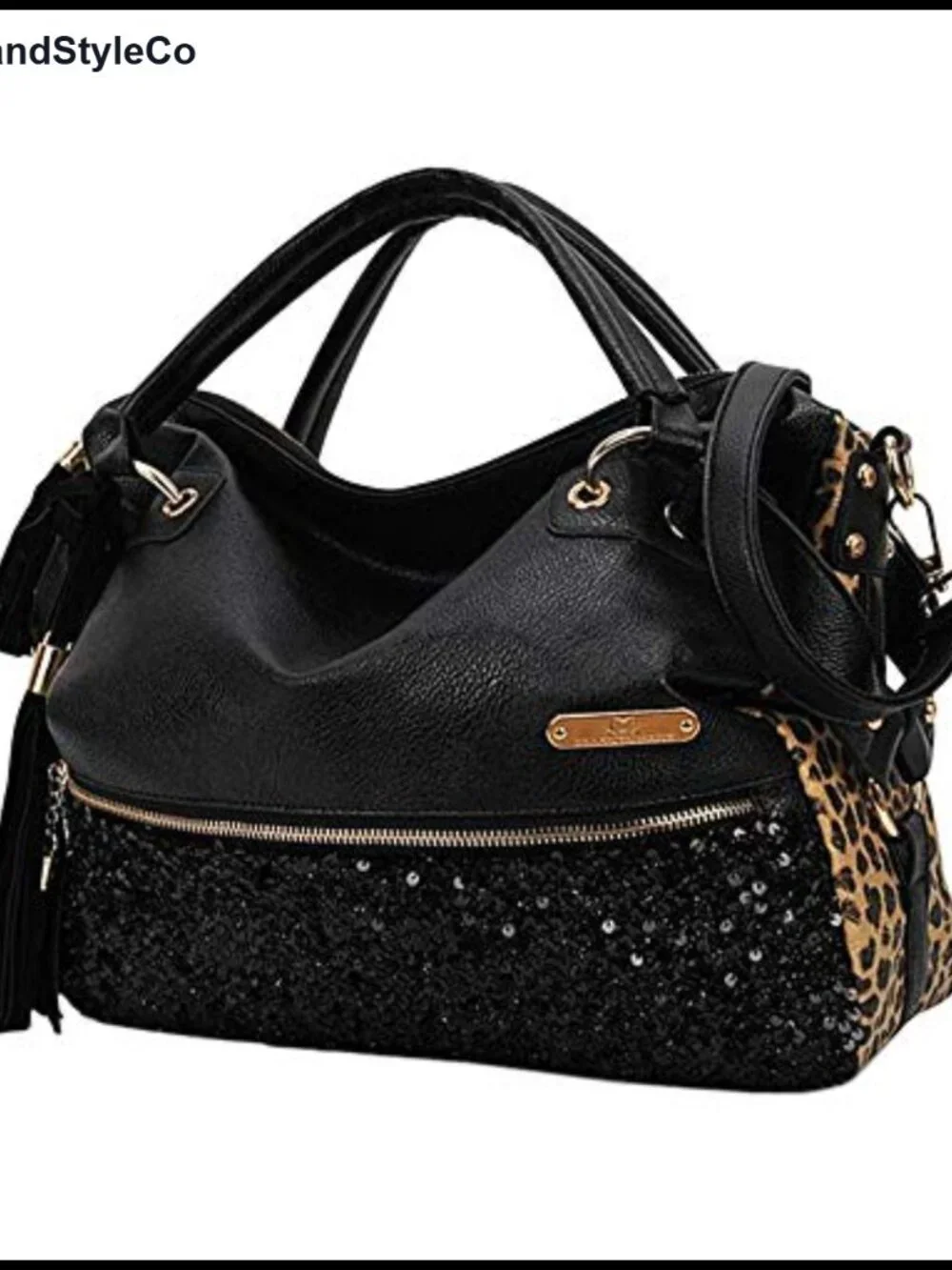 Women's Leopard Print Sequin PU Leather Hobo Shoulder Bag